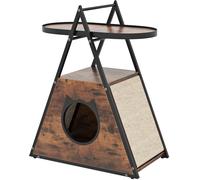 CostwayMeuble pour Chat Armoire Cachée avec Niche pour Chat et Table d'Appoint Table de Nuit pour Chat avec Étagère Ouverte à 2 Niveaux