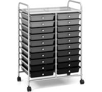 CostwayMeuble Roulant à 20 Tiroirs avec Roues Organiseur pour accessoires Papiers Chariot Multifonctionnel pour Bureau Salon Gris