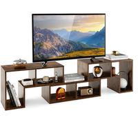 CostwayMeuble TV 3 Pièces 134-180x30,5x43cm Combination Libre pour Télévision Jusqu à 49 Pouces pour Salon Chambre Bureau en MDF Café