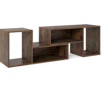CostwayMeuble TV Console 2 Pièces Centre de Divertissement Minimaliste pour TV de 50 55 60 Pouces avec Étagères Modulables et Ouvertes Café