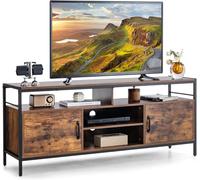 CostwayMeuble Tv Industriel Meuble Télé avce 2 Placards à Porte et 4 Compartiments Meuble pour TV jusqu'à 65 Pouces 147 x 40 x 62 cm Marron Rustique