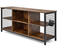 CostwayMeuble TV pour Jusqu'à 65 Table Console à 3 Niveaux en Bois Café