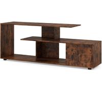 CostwayMeuble TV pour Téléviseurs Jusqu'à 55" Meuble Multimédia Asymétrique à 3 Niveaux Etagères Armoire 5 Pieds Marron Rustique
