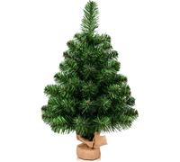 CostwayMini Sapin de Noël Artificiel de Table H60CM en PVC 67 Branches Arvre de Noël Epicéa à Piles