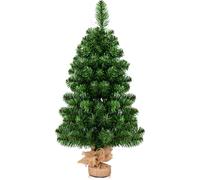 CostwayMini Sapin de Noël Artificiel de Table H90CM en PVC 96 Branches Arbre de Noël Epicéa à Piles