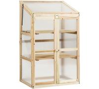 CostwayMini Serre de Jardin 60x45x100cm Vitrages Transparents en Polycarbonate avec Etagères à 3 Niveaux Nature