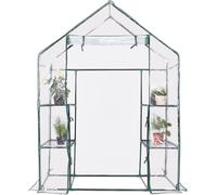 CostwayMini Serre de Jardin Serre à Potager Tente pour Plantes en PVC cadre en fer 3 étages Transparent 143x73x195cm