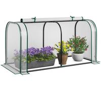CostwayMini Serre Tunnel Serre de Jardin Portable Porte à Fermeture Eclair Enroulable Housse de Protection Solaire en PE Imperméable Blanc