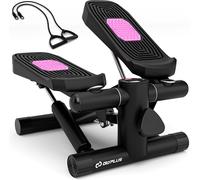 CostwayMini Stepper pour Exercice à la Maison Machine à Marcher avec Bandes de Résistance Hauteur Réglable et Pédales Antidérapantes Noir