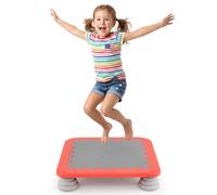 CostwayMini Trampoline Enfant 65x65x13 cm avec Surface Antidérapante Jeu de Saut Sensorielle Pieds Amovibles Jouet pour 3+ Ans Rouge