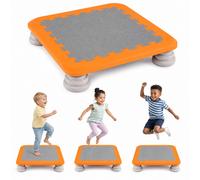 CostwayMini Trampoline Enfant 65x65x13 cm avec Surface Antidérapante Jeu de Saut Sensorielle Pieds Amovibles Jouet pour 3+ Ans Orange