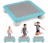 CostwayMini Trampoline Enfant 65x65x13 cm avec Surface Antidérapante Jeu de Saut Sensorielle Pieds Amovibles Jouet pour 3+ Ans Bleu