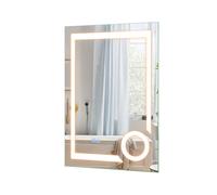 CostwayMiroir de Salle de Bain LED Rectangulaire 50x70 cm Miroir Lumineux Anti-Buée 3 Couleurs 3000K-6500K Miroir Auxiliaire Grossissant 3X Argenté