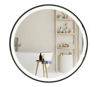 CostwayMiroir de Salle de Bain Rond LED Antibuée 3 Couleurs Fonction Mémoire Affichage Temps/Température Incassable Ø 60 cm