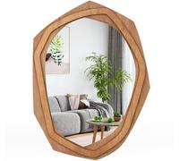 CostwayMiroir Décoratif à Cadre Irrégulier Grand Miroir Mural Imperméable de 89,5 x 66 Cm avec Vis d'Expansion Miroir Mural Élégant pour Salon Naturel
