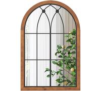 COSTWAY Miroir Mural Décoratif 60x90 CM Miroir Verrière Arche Design industriel, Cadre en Bois de Sapin pour Entrée, Salon, Chambre