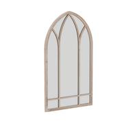CostwayMiroir Fenêtre de Ferme Grand Miroir Mural Arqué avec Cadre Métallique Miroir Décoratif Anti-Explosion Intérieur/Extérieur 83 x 48 cm Gris Rustique