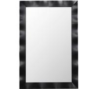 CostwayMiroir Mural 106x71,5CM Miroir en Bois de Caoutchouc Style Rustique avec Cadre en Bois Massif Miroir Rectangulaire de Vanité Noir