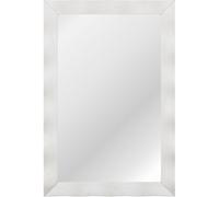 CostwayMiroir Mural 106x71,5CM Miroir en Bois de Caoutchouc Style Rustique avec Cadre en Bois Massif Miroir Rectangulaire de Vanité Blanc