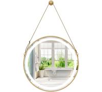 CostwayMiroir Mural 60 x 60 cm avec Lumière LED 3 Couleurs Interrupteur Tactile Fonction Mémoire et Antibuée 2 Façon de Suspension Argent