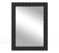 CostwayMiroir Mural avec Cadre en Bois 80x60CM Miroir Moderne avec Cadre Solide Suspension Verticale & Horizontale Miroir Rectangulaire Noir