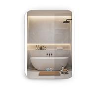 CostwayMiroir Salle de Bain avec Éclairage Miroir Mural LED 3 Couleurs à Intensité Variable Prise Électrique 50 x 70 CM Interrupteur Tactile Blanc
