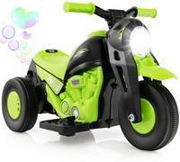 CostwayMoto Électrique 6V pour Enfants avec 3 Roues Scooter avec Créateur de Bulles Klaxon Musique et Lumières 3 Ans + Vert