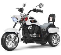 CostwayMoto Électrique Scooter 3 Roues pour Enfants 6V 3 Km/h Effet Sonore et Lumineux 3 Ans + Style de Chopper Blanc