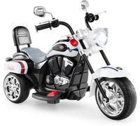 CostwayMoto Électrique Scooter 3 Roues pour Enfants 6V 3 Km/h Effet Sonore et Lumineux 3 Ans + Style de Chopper Noir+Blanc