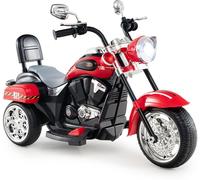 CostwayMoto Électrique Scooter 3 Roues pour Enfants 6V 3 Km/h Effet Sonore et Lumineux 3 Ans + Style de Chopper Noir+Rouge