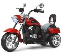 CostwayMoto Électrique Scooter 3 Roues pour Enfants 6V 3 Km/h Effet Sonore et Lumineux 3 Ans + Style de Chopper Rouge