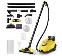 CostwayNettoyeur Vapeur Portable de 2000W Machine à Nettoyer à Vapeur Roulante Pression Haute de 5 Bars avec Accessoires & Réservoir de 1,8 L Jaune
