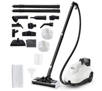 CostwayNettoyeur Vapeur Portable de 2000W pour Maison Machine à Nettoyer à Vapeur Roulante avec 15 Accessoires & Réservoir de 1,8 L Blanc