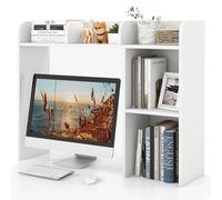 CostwayOrganisateur Rangement de Bureau, 94x25x74 CM Étagère Bibliothèque à 3 Niveaux avec 2 Dispositifs Anti-renversement Blanc