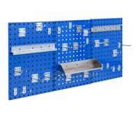 CostwayOrganiseur Mural en Panneau Perforé Kit de Rangement d'Outils en Métal avec 3 Panneaux Perforés 28 Accessoires de Suspension Bleu Marine