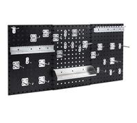 CostwayOrganiseur Mural en Panneau Perforé Kit de Rangement d'Outils en Métal avec 3 Panneaux Perforés 28 Accessoires de Suspension Noir