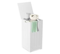CostwayPanier à Linge avec Couvercle 34 L Corbeille à Linge Rectangulaire Style Contemporain pour Entrée Salle de Bain Blanc