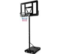 CostwayPanier de Basket Extérieur avec Hauteur Réglable 130-305 cm Support de Basket sur Pied avec Panneau en HDPE et Filet Base Remplissable & 2 Roues