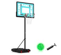 CostwayPanier de Basket pour Piscine avec LED Panier de Basket Portable avec Hauteur Réglable Panneau Incassable et Ballon Phosphorescents