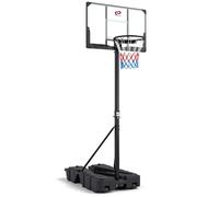 CostwayPanier de Basketball Pliable avec Hauteur Réglable 230-305 cm Manivelle Pratique Panneau Antichoc Base Remplissable Parc