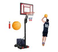 CostwayPanier de Basketball sur Pieds Hauteur Réglable de 1,55-3,1m Support de Basketball avec Panneau Arrière en Pet Basket-Ball et Pompe