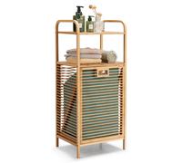 CostwayPanier de Linge avec Corbeille Inclinable et Amovible 2 Etagères Structure en Bambou 40,5 x 33 x 95,5 cm Capacité de 40L