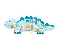 CostwayPanneaux Muraux d'Activité Dinosaure pour Enfants Tableau Sensoriel Montessori en Bois 11 en 1 pour Éducation et Développement Précoce Bleu