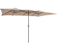 CostwayParasol à 10 Côtes Cadre Métal Poignée Manivelle Sommet Ventilé Café