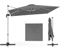 CostwayParasol de 300cm Parasol Carré en Porte-à-faux avec Rotation à 360°Inclinaison Réglable Parasol Déporté Coupe-Vent Gris