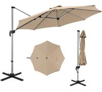 CostwayParasol de 33 cm Parasol Rond en Porte-A-Faux avec Rotation à 360°Inclinaison Réglable Parasol Déporté Résistant au Vent Beige