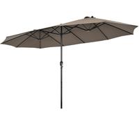 CostwayParasol de Jardin Extérieur 470 x 280 CM Grande Taille XXL Parasol Plage à 12 Côtes Manivelle Cadre Métal Toile Polyester Marron