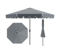 CostwayParasol de Patio 3M Parasol de Marché avec Manivelle Réglage de l'Inclinaison Volants Dessus Ventilé 8 Baleines Parasol Double Gris