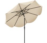 CostwayParasol de Patio de 280 cm avec Manivelle Inclinaison à Bouton-poussoir Bords Froncés Parasol de Marché à Double Toit Beige