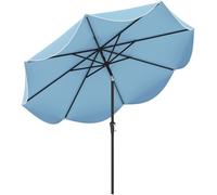 CostwayParasol de Patio de 280 cm avec Manivelle Inclinaison à Bouton-poussoir Bords Froncés Parasol de Marché à Double Toit Bleu